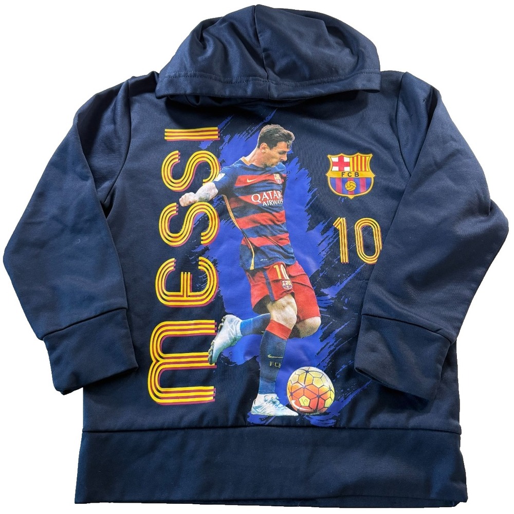 FC Barcelona Messi #10 Hoodie Navy Blue Soccer Pullover Youth Small